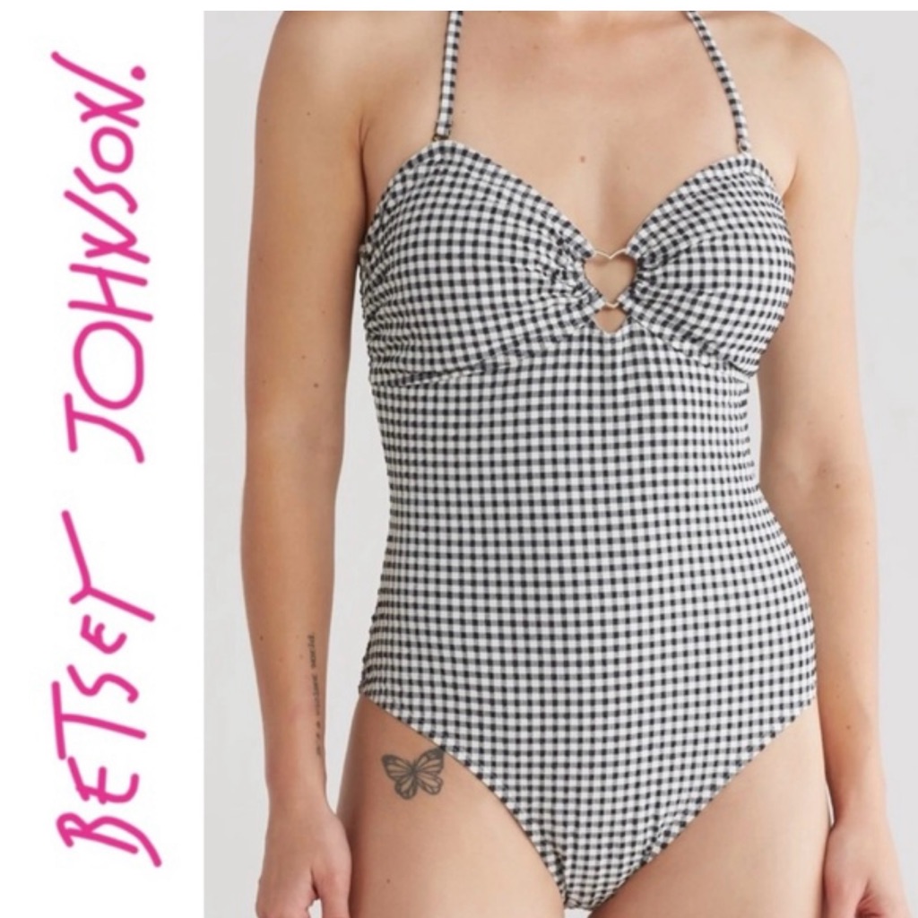 Betsey Johnson Black And White Gingham Swimsuit